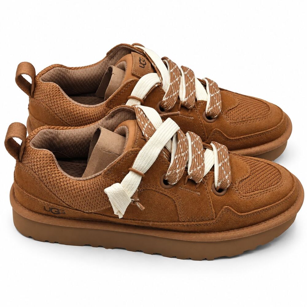 UGG Lo Lowmel Womens 8 Chestnut Suede Mesh Lace Up Low Top Sneakers 1168890 - Picture 4 of 7